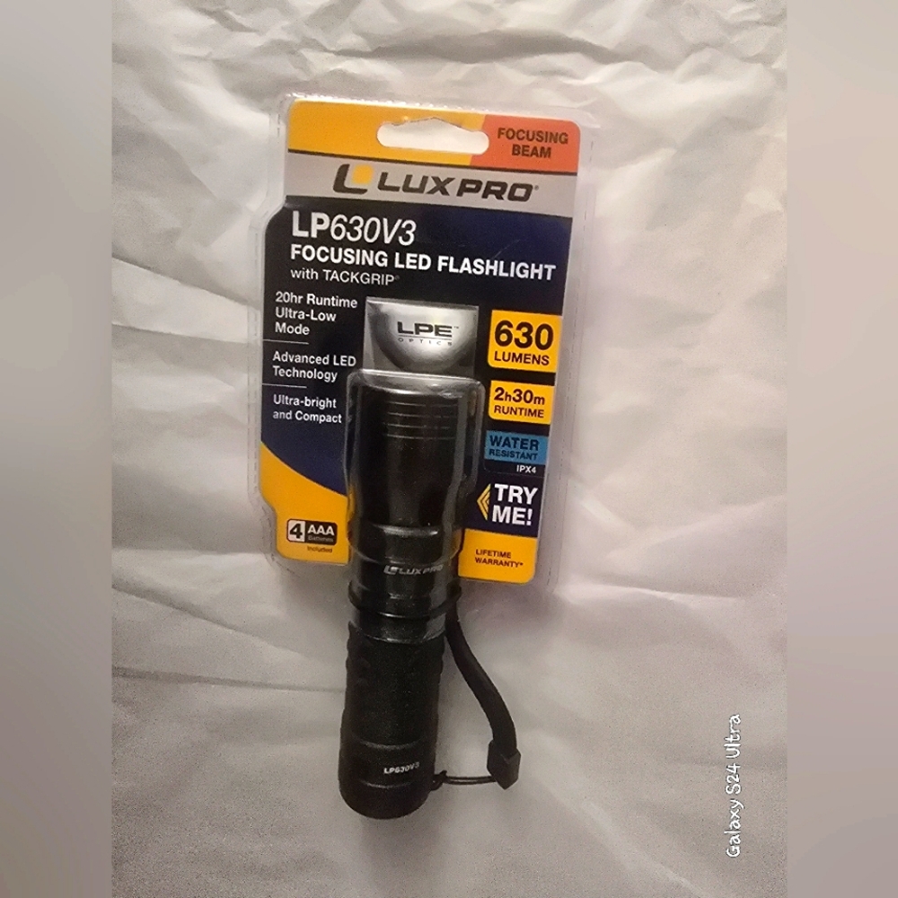 Lux-Pro 350-Lumen 3 Modes LED Flashlight with Batteries Included New